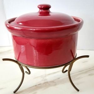 VTG WELLER POTTERY CRANBERRY 1QT STASH JAR